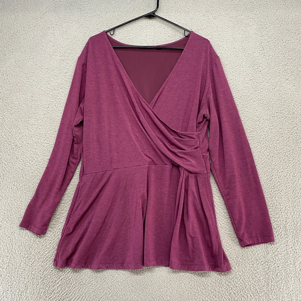 ❤️ Betabrand Wrap-Front Peplum Tunic Top, Size XXL in Plum/Berry